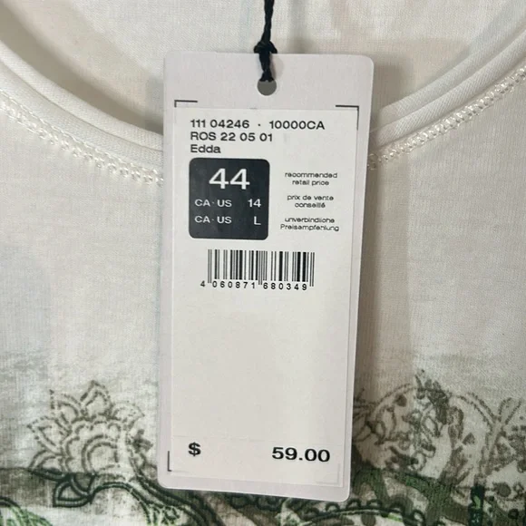 White and Green Women's Top NWT size large - Picture 2 of 10